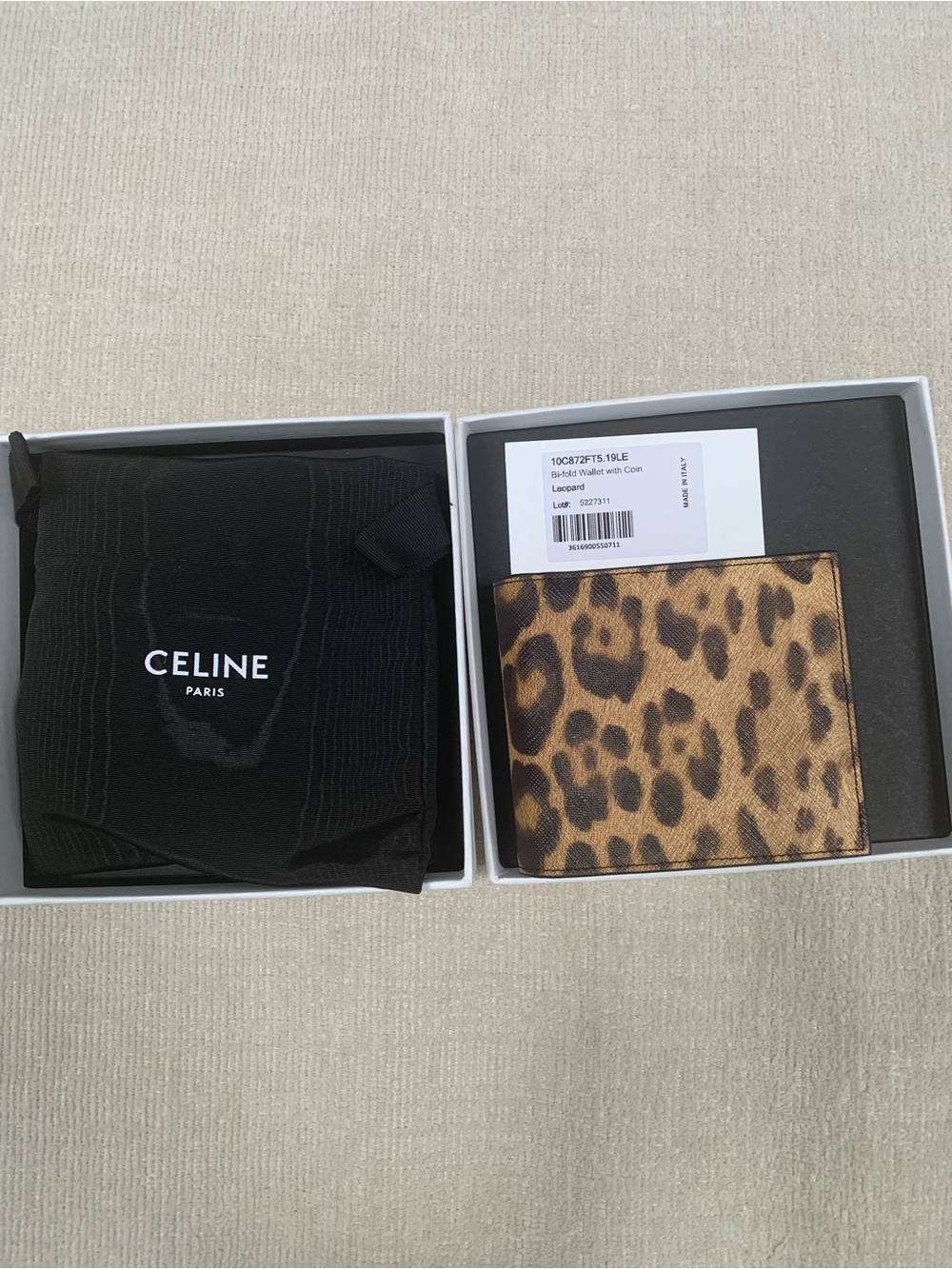 Celine Leopard Bi-fold Wallet NWT- Tan and Black Animal Print Men’s. AUTHENTIC! - Picture 10 of 12